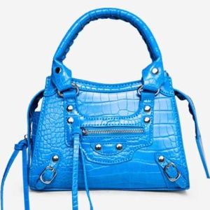 Ego Mini City Satchel Bag - Croc Faux Leather (Cobalt Blue)